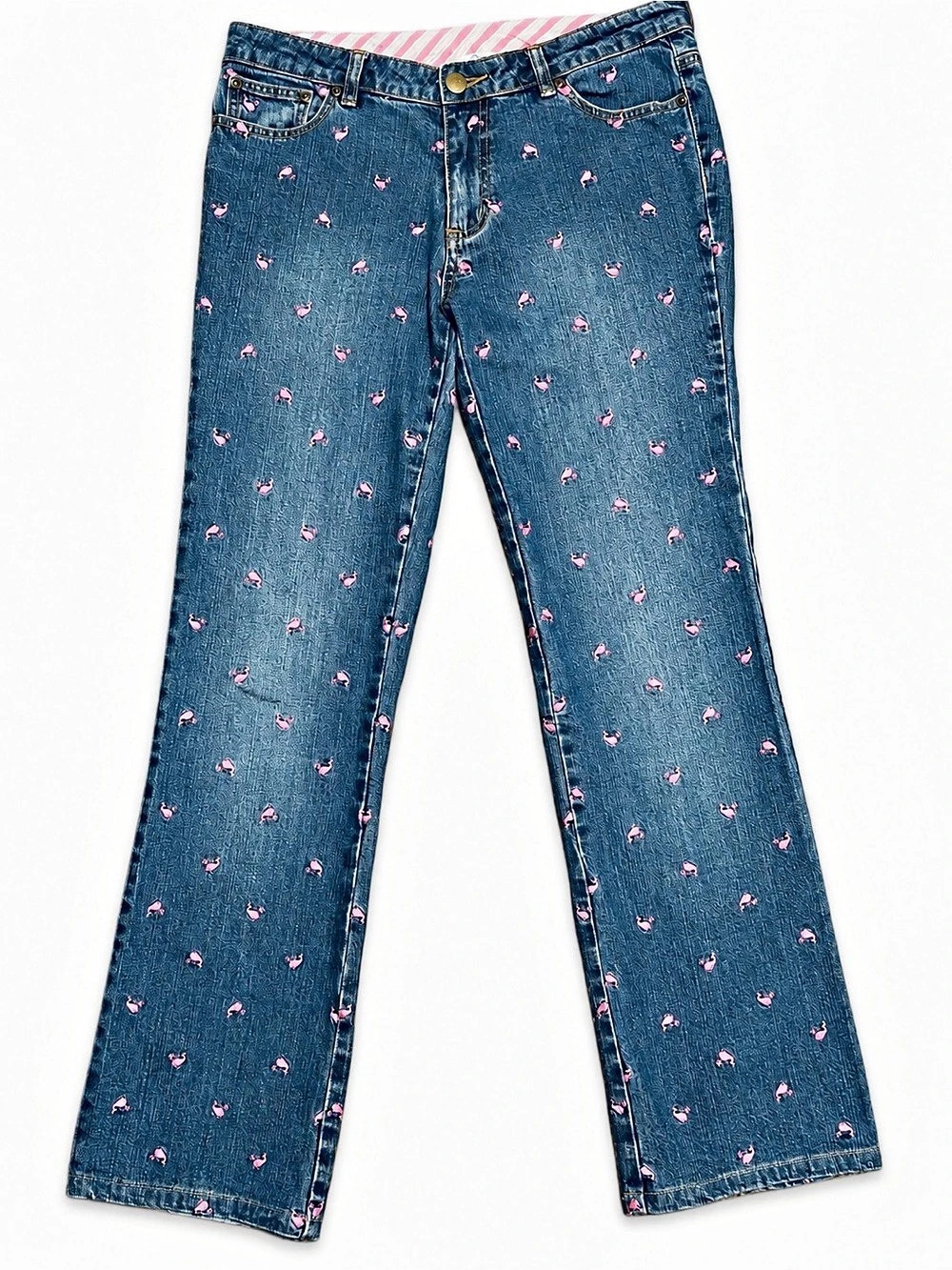 Lilly Pulitzer Pink Whale Allover Embroidered Jeans Size 6 Mid Rise Straight Leg